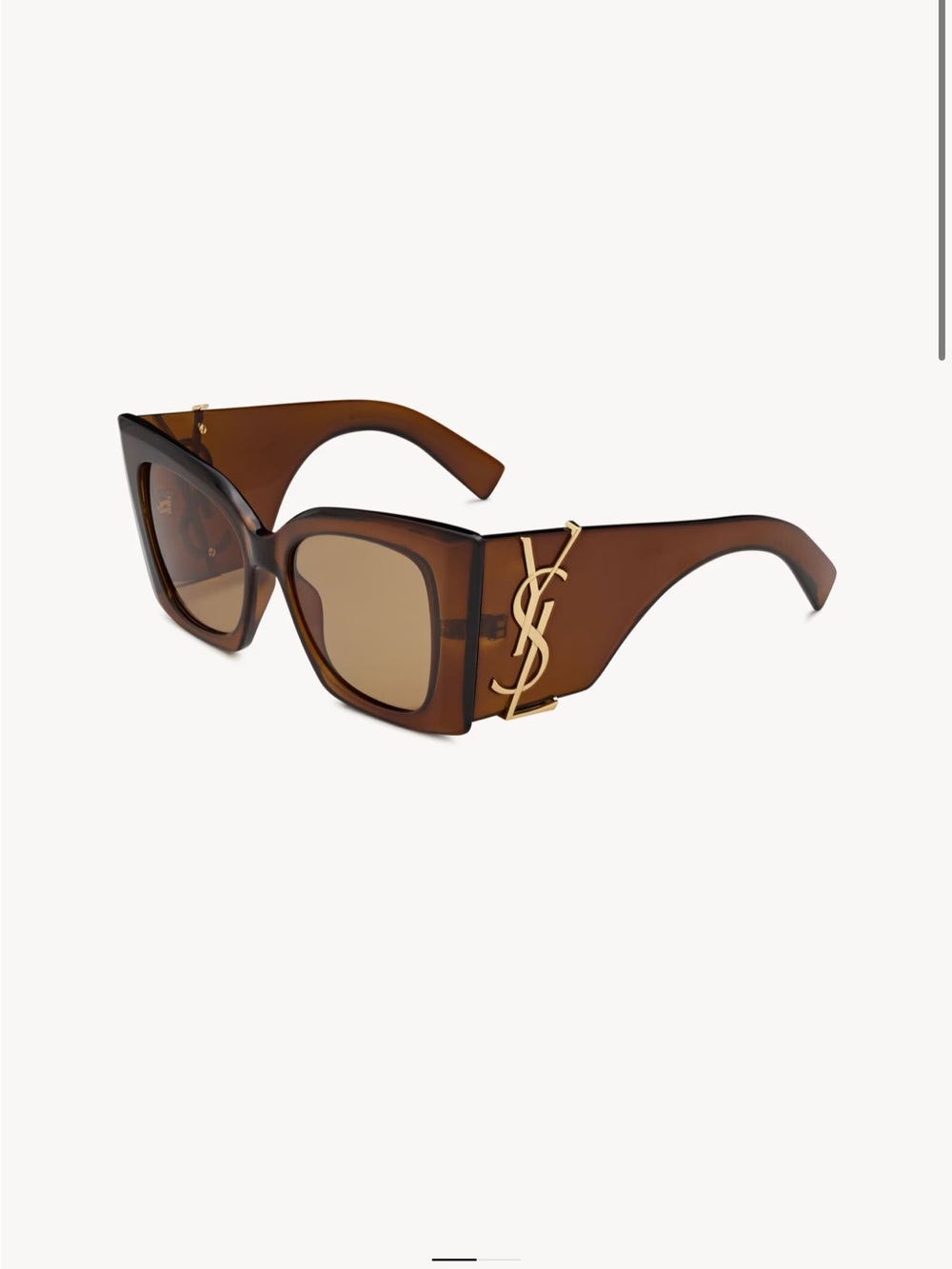 Saint Laurent Brown Acetate Oversized Square Sunglasses with Gold YSL Logo